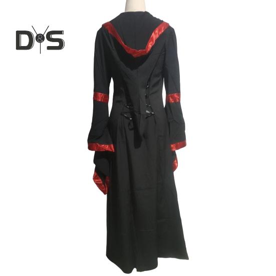 Dámské šaty Středověký královský styl Šněrovací Netopýří rukáv s kapucí Maxi šaty Obvod pasu Čtvercový límec Pódiové představení Halloween Renesanční cosplay