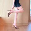 Slippers Women's Summer Outer Wear Fashion Sandals 2025 Spring and Summer New High Heels Stiletto Pointed One-word Drag Leopard Print Skirt