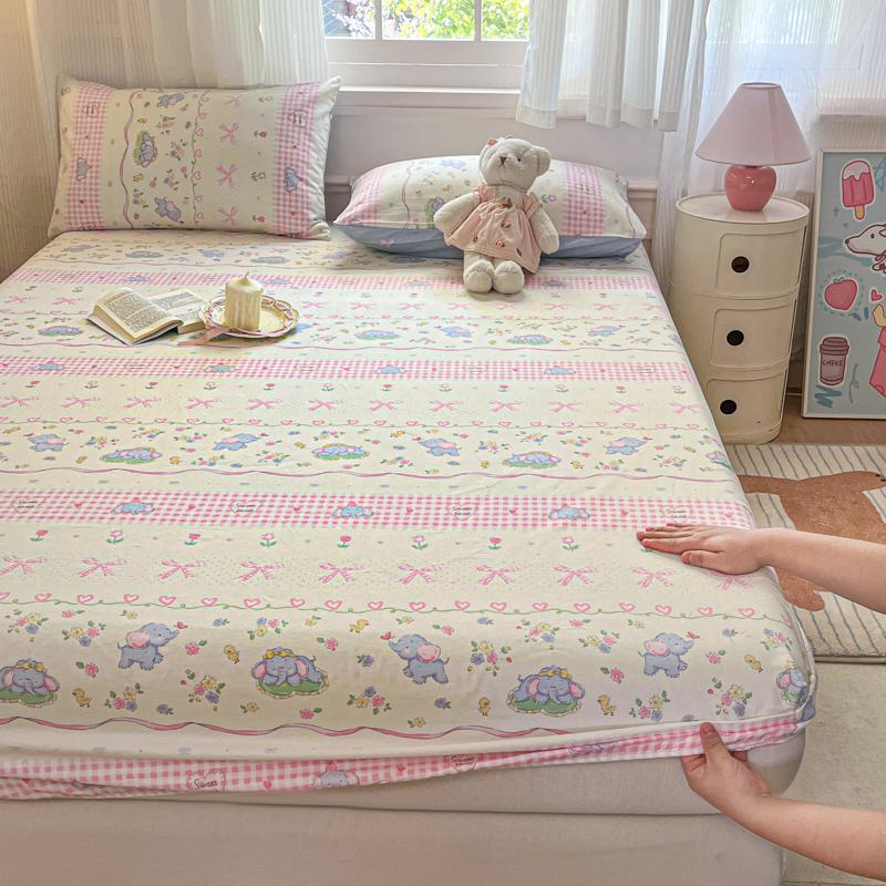 Soft Fitted Sheet Pure Cotton Bed Cover Single/Twin/Queen/King Size Bedsheet Non-slip Bed Linen sabanas (Pillowcase Need Order)