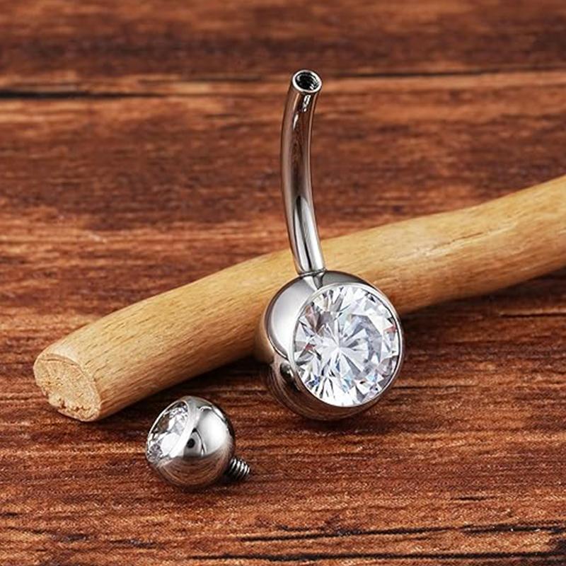 10Pcs/lot G23 Titanium Belly Button Piercing Navel Earring Goth Crystal Belly Piercing Jewelry for Sexy Women Navel Piercing 14G