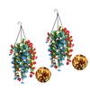 Yousheng Patriotic Hanging Flowers, Artificial Red White Blue Flowers Hanging Basket, Outdoor 4th of July Hanging Flower Basket for Porch Garden Decor