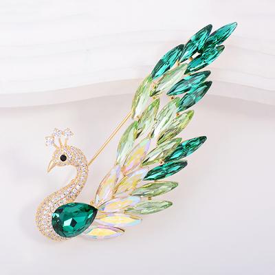 New Gradual Change Imitation Crystal Peacock Brooch Fashion Exquisite Pin Elegant Atmosphere Luxury Corsage Accessories