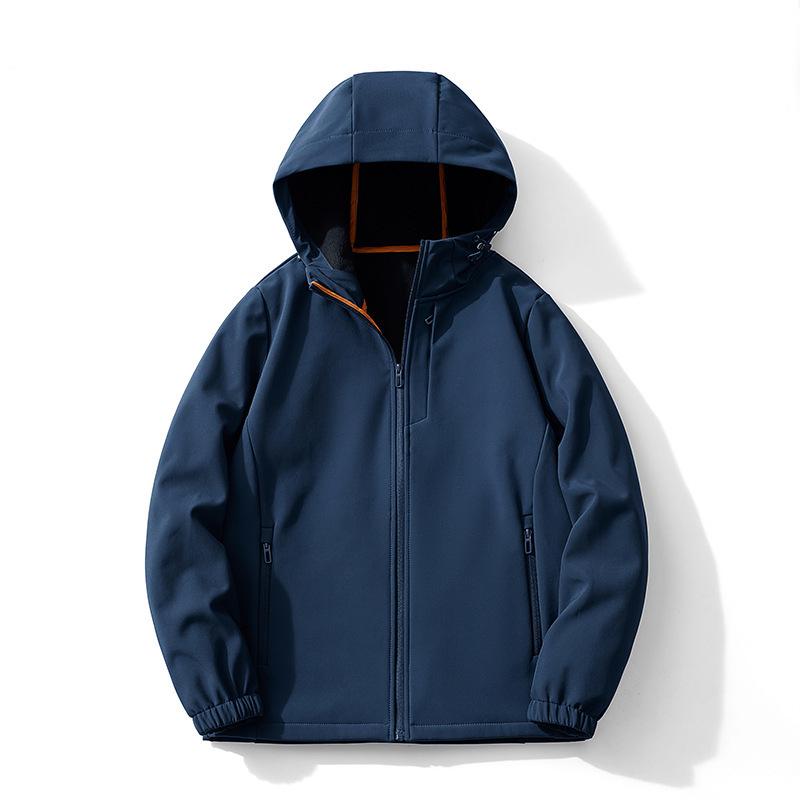 New Brand Softshell Men's Waterproof Fleece-Lined Windbreaker for Autumn/Winter Outdoor Mountain Climbing.