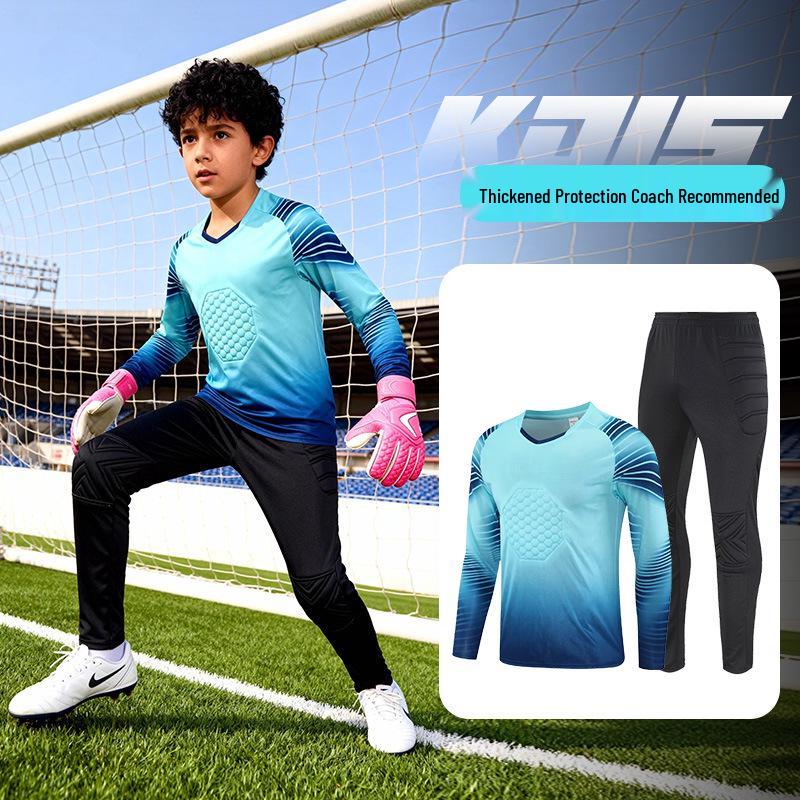 Kids' Long-Sleeve Goalkeeper Uniform with Chest Protection for Football Training