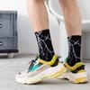 Harajuku Hip-Hop Street Sports Skate Socks Tie Dye Lightning Designer Happy White Socks Women