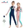 Girls' One-Piece Long Sleeve Quick-Dry Swimsuit for Sun Protection and Snorkeling