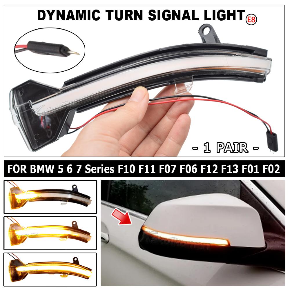 2pcs LED Dynamic Turn Signal Blinker Side Rear-View Mirror Indicator Light For BMW 5 6 7 Series F10 F11 F07 F06 F12 F13 F01 F02