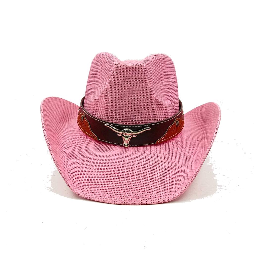 Corn Husk Material Straw Hat Western Cowboy Hat Spring and Summer Men and Women Panama Sun Hat Elegant Cowboy Straw Hat