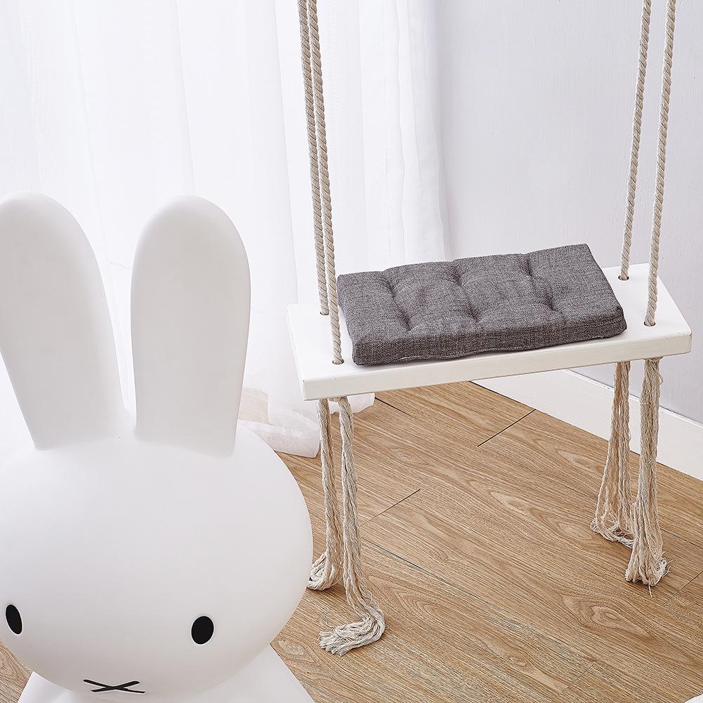 INS Style Kids Swing Chair: Solid Wood Seat with Cushion & Cotton Rope - Perfect for Bedroom Decoration & Baby Entertainment.