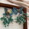 Butterfly crystal fringed stud earrings handmade crochet fresh and sweet fashion stud earrings women's light luxury exquisite removable
