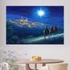 One Christmas Night Scene Background Fabric of the Three Doctors and the Star of Bethlehem - Polyester Festive Decoration