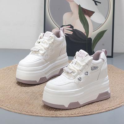 Moda 10CM Camurça de Vaca Couro Genuíno Plataforma Cunha Skateboarding Salto Alto Marca Casual Mulheres Sapatos Vulcanizados Sapatos de Verão