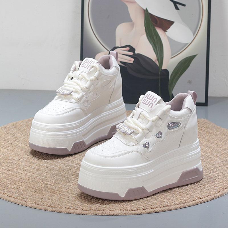 Fashion 10CM Cow Suede Genuine Leather Platform Wedge Skate Boarding High Brand Heels Casual Women Vulcanized Shoes Summer Shoes