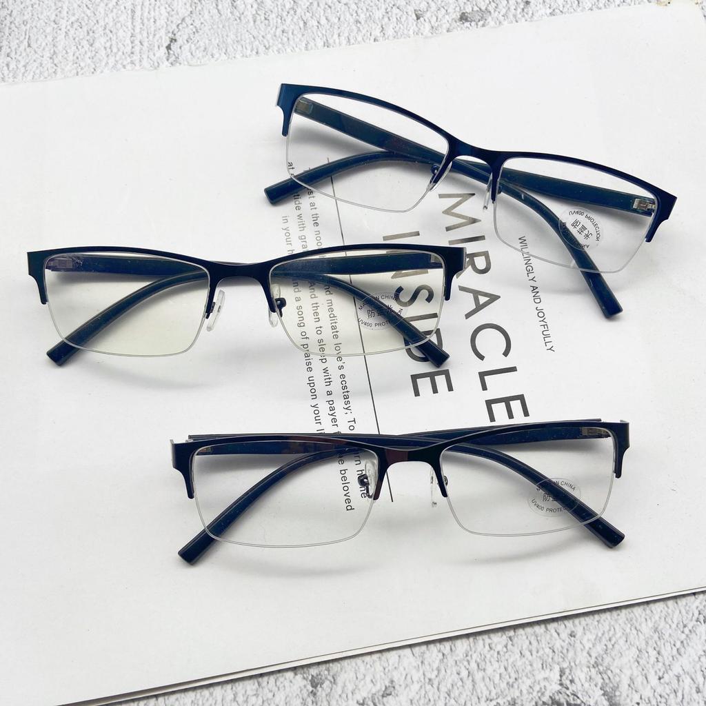 Men'S Half-Frame Anti-Blue Glasses Classic Men'S Business Glasses Frames Can Be Matched With Finished Myopia Men'S Tide