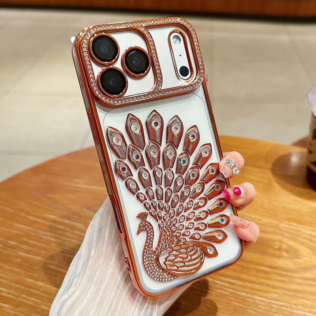 Anwendbar auf Apple 17 ProMax Glitzer Pfau Handyhülle Strass IPhone 16 Neue High-End-Haptik 15 Schutzhülle