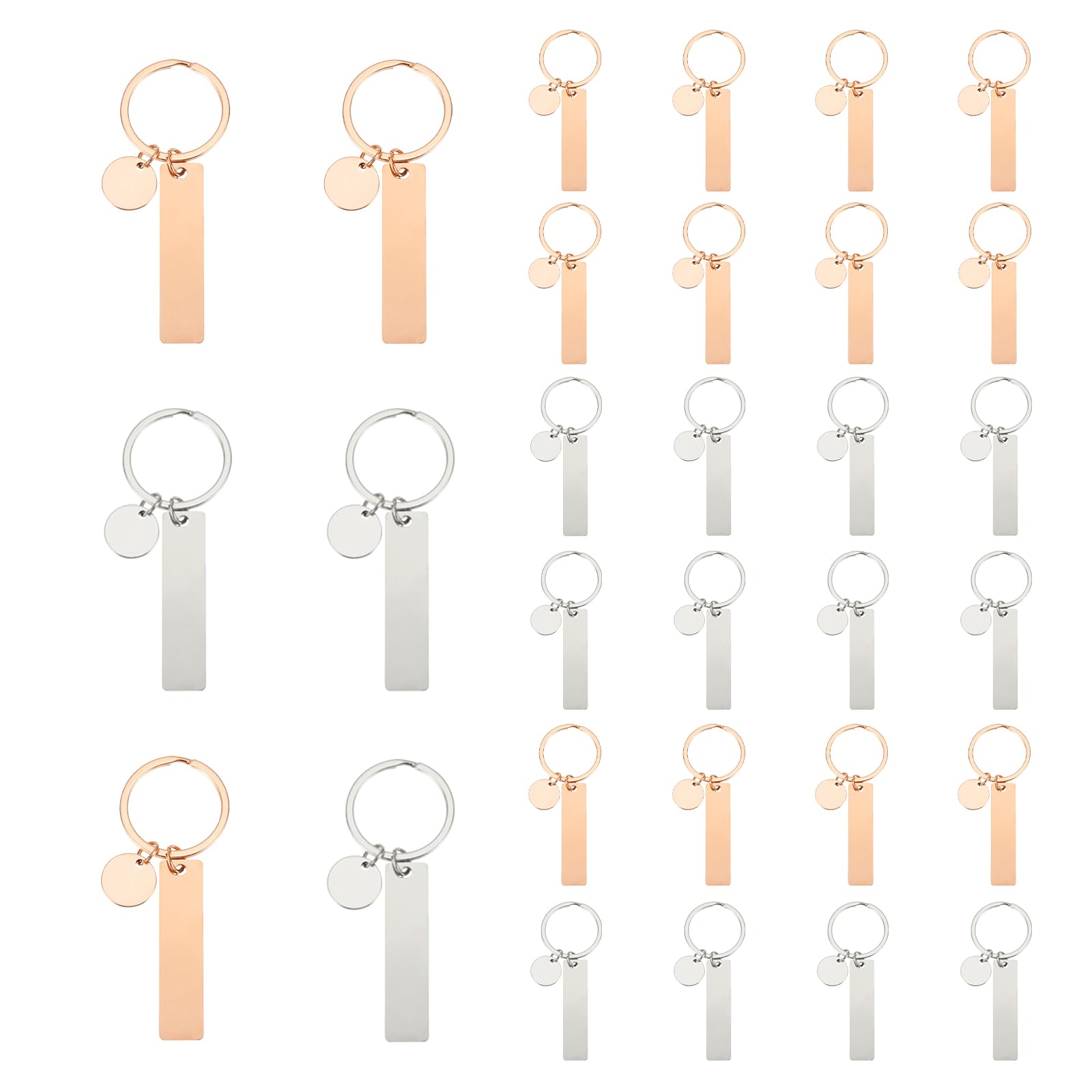 

PATIKIL 30pcs Stainless Steel Engraving Keychain Metal Leather Engravable Stamping Blank Key Ring Tags for DIY Keychain Rose Tone Blanks, Crafts,