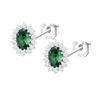 Boucles D'oreilles - LOTUS - Clous D'oreille Silver Marguerite - Argent 925 - Oxyde De Zirconium - Blanc/Vert