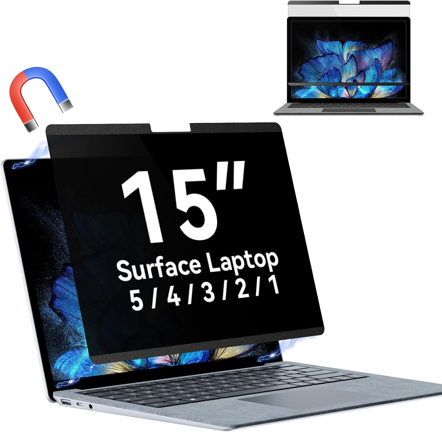 

Магнитный фильтр конфиденциальности, совместимый с 15-дюймовым ноутбуком Surface 5/4/3/2/1, съемный антибликовый синий экран конфиденциальности для ноутбука Surface Pro 7/8/9/X 15 inch Surface Laptop 5/4/3/2/1