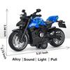 1/12 Pull Back V4 Motorradspielzeug, Geschenk mit Musikbeleuchtung, Street Fighter-Motorräder Spielzeug für Jungen Kinder im Alter von 3–12 Jahren