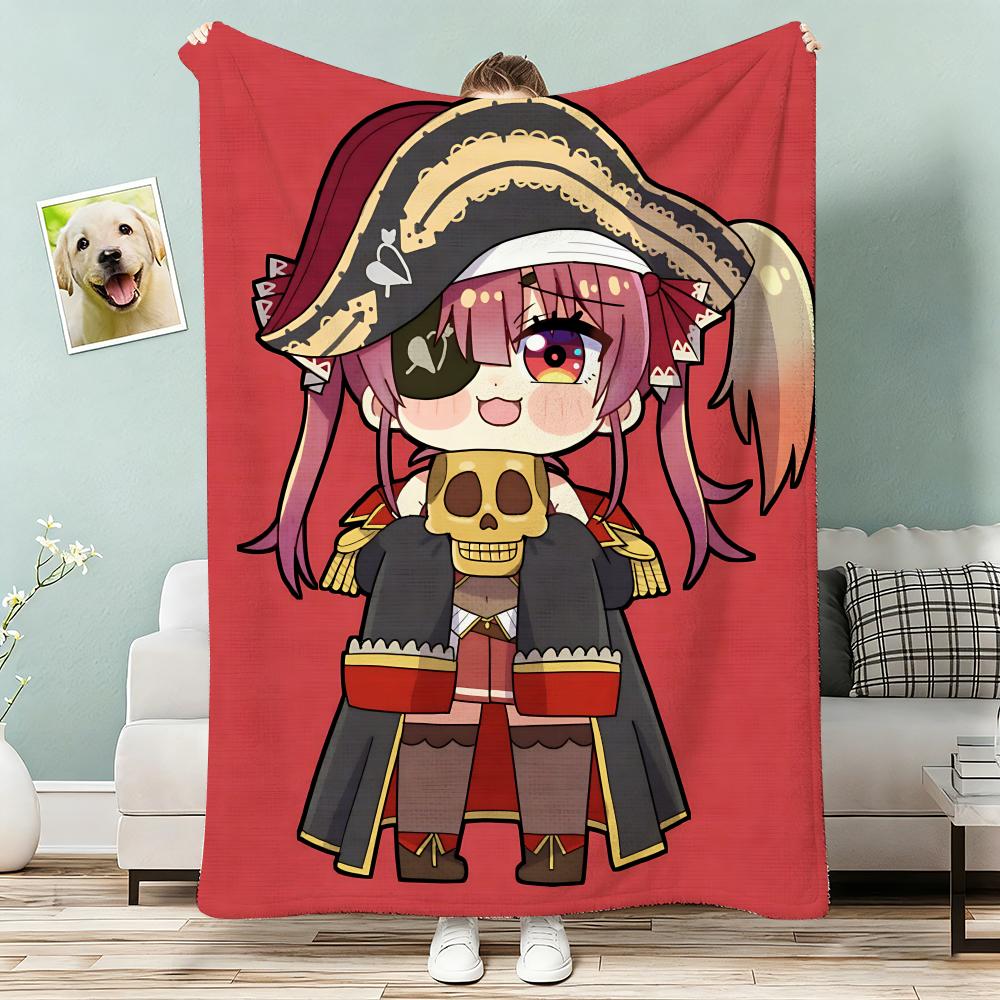 Houshou Marine Game Throw Lightweight 240g Flannel Blanket Soft Skin-friendly for Summer Cooling 75x90cm