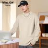 TonLion Men's Double-Strand Heavy Knit Round Neck Pullover Sweater