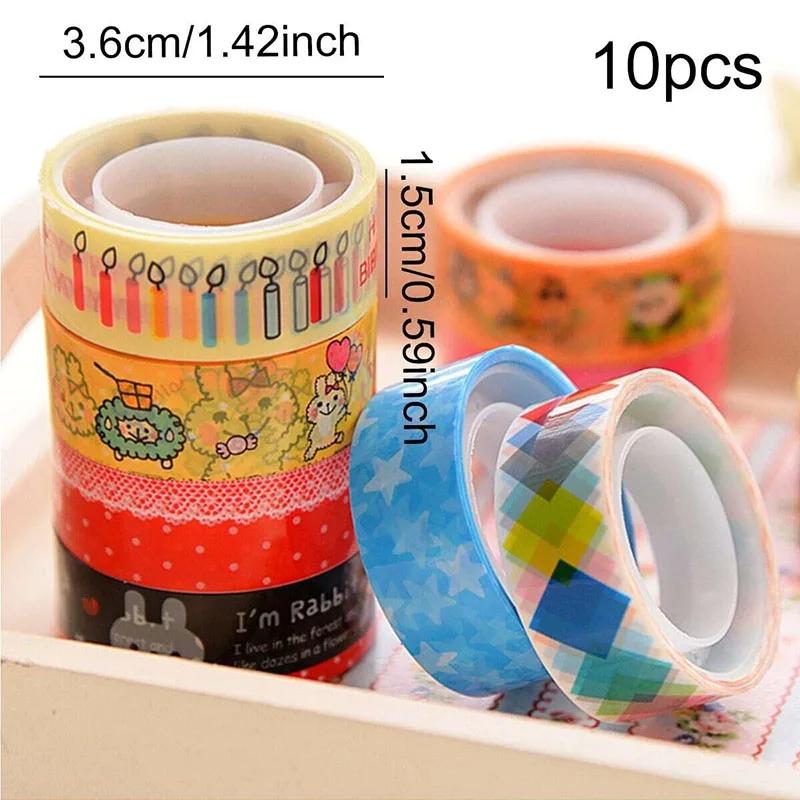 

10PCS Cartoon Tape Colorful Cute Clipbook Pasting Accessories Diary Album Manual DIY Creative Decorations Adhesive Sticker TMZ