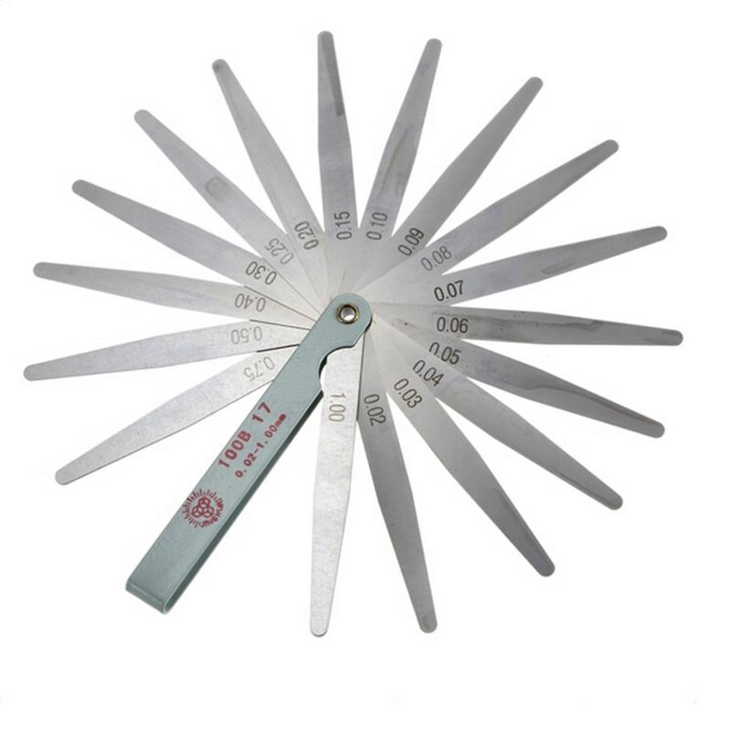 0.02 To 1mm 17 Blade Thickness Gap Metric Feeler Gauge Valve Shim Measure Tool серебряный