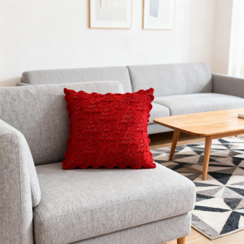 Weihnachtsbeleuchtung Bestickter Kissenbezug Amerikanischer Retro Wohnzimmer Sofa Kissen Kissen Weihnachtliche Atmosphäre Heimdekoration