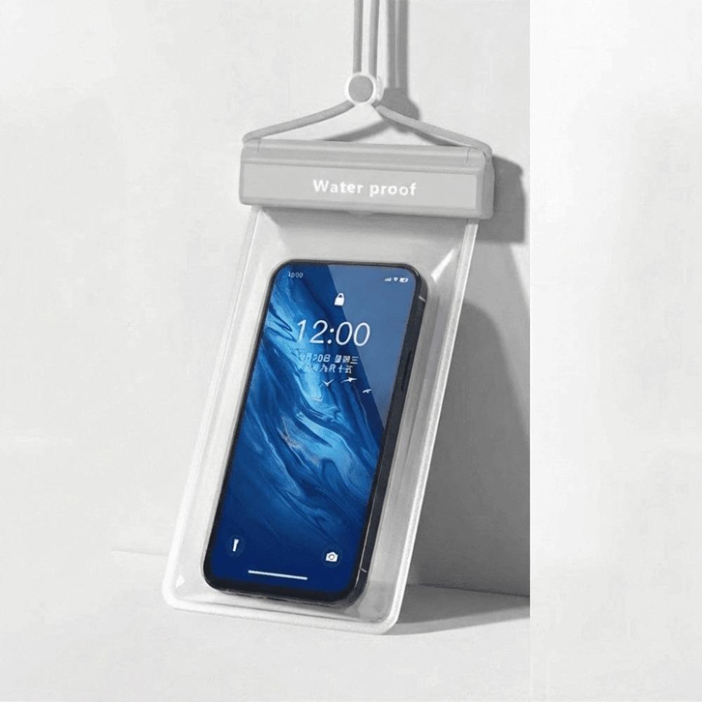 Touch Screen Waterproof Phone Bag Hanging Rope Solid Color Hanging Neck Phone Bag with Lanyard Diving Skiing Swimming