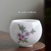 120 ml Teetasse aus Eissamen-Schafsfett-Jade-Porzellan, handbemalte Blumen-Meistertasse, Zen-Meditations-Presstasse, Chazhan-Kung-Fu-Teeservice