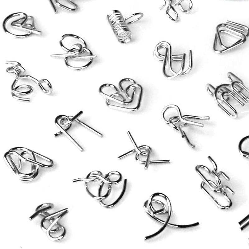8PCS Set Metal Wire Puzzle Brain Teaser IQ Test Disentanglemen Iron Link Unlock Interlock Game Adults Kids Educational Toys