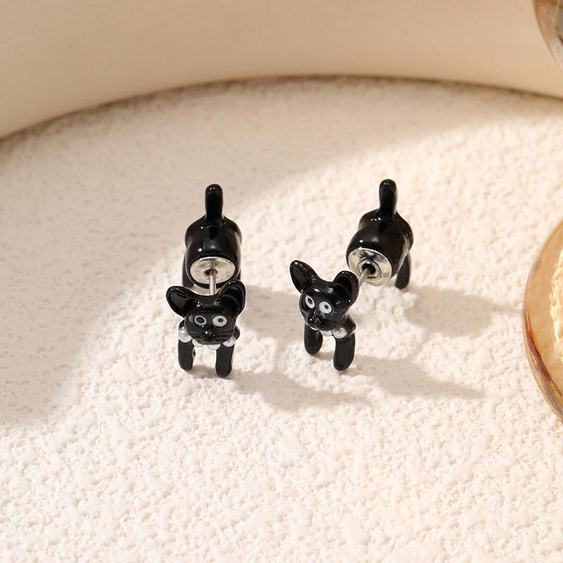 Cute kitten animal simple stud earrings creative cartoon personality earrings independent station