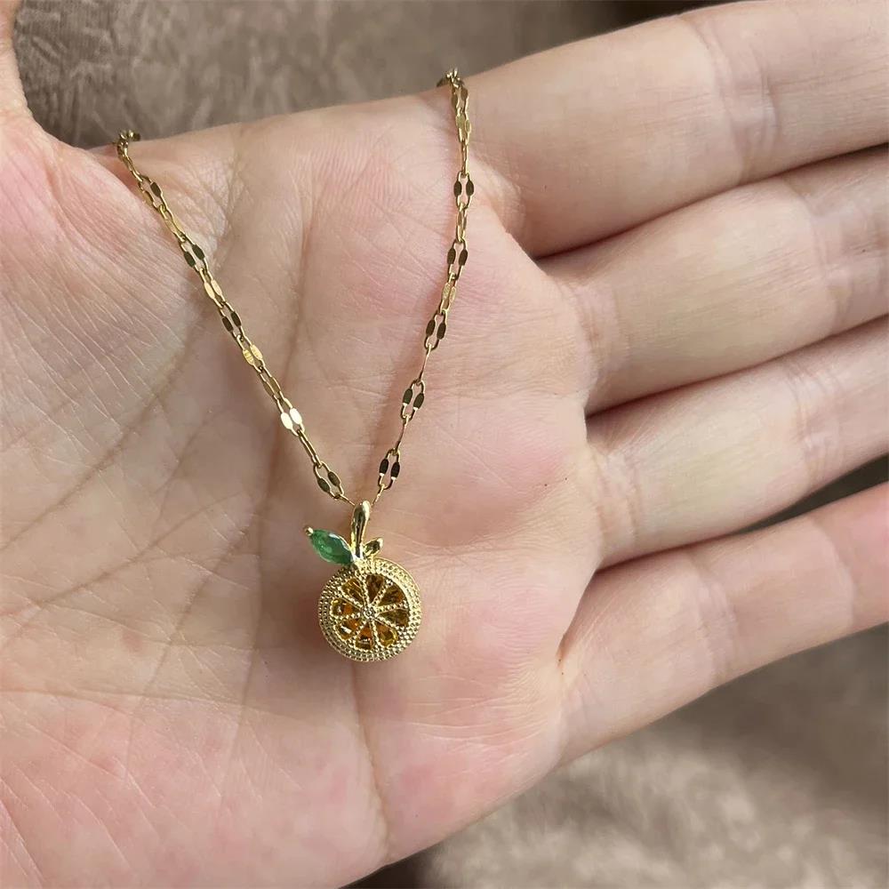 Exquisite and Stylish Green Lemon Rhinestone Pendant Necklace Women's Necklace Perfect Birthday Holiday Gift for Girls Women