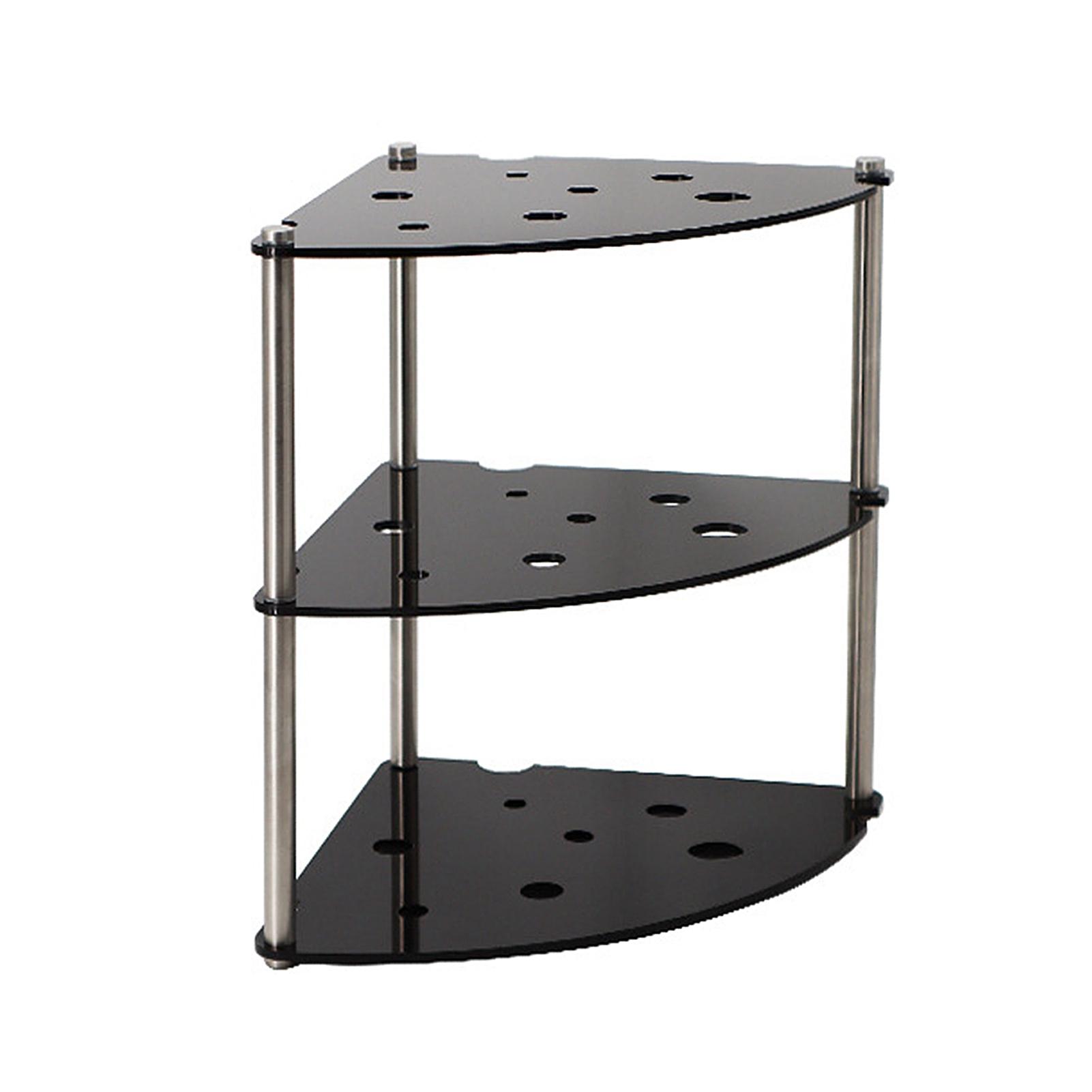 

3 Tier Desktop Storage Rack Acrylic Metal Countertop Organizer Minimalist Desk Storage Shelf Black чёрный