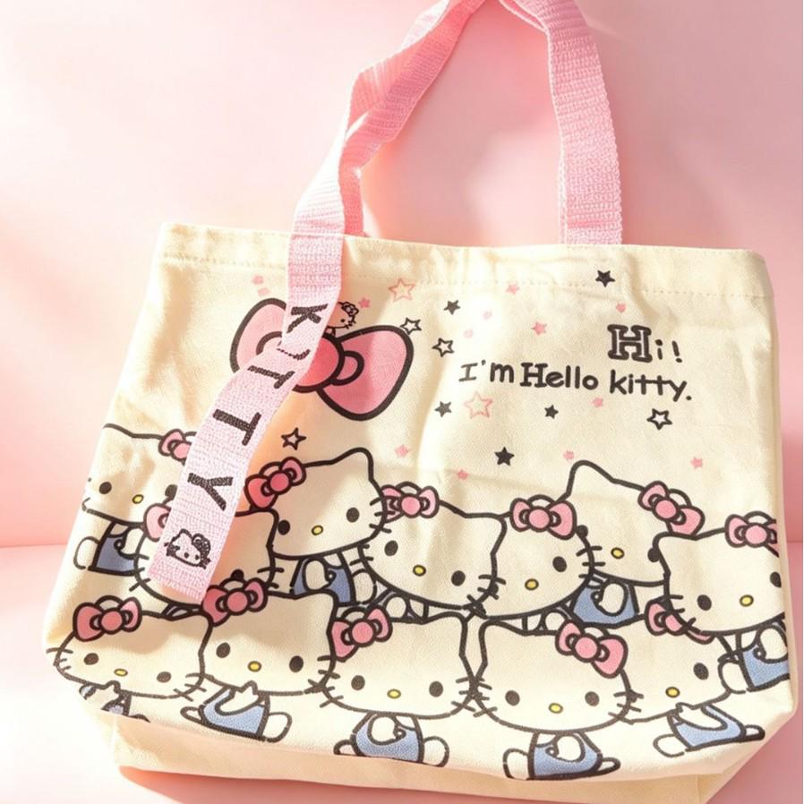 Portable Bear Print Canvas Tote Bag for Office Workers - Small Handheld Lunch and Sundries Bag