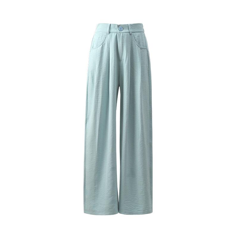 Lazy Fu Suit Wide-leg Pants for Women In Spring New High-waisted Slim Loose Ice Silk Floor Lazy Style Trousers Summer
