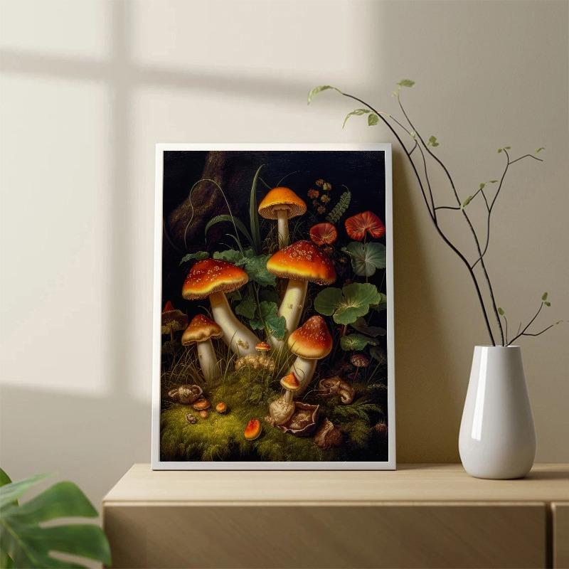 Dark Academia Antique Mushroom Botanical Vintage Posters and Prints Canvas Paintings Wall Art Picture for Living Room Home Decor