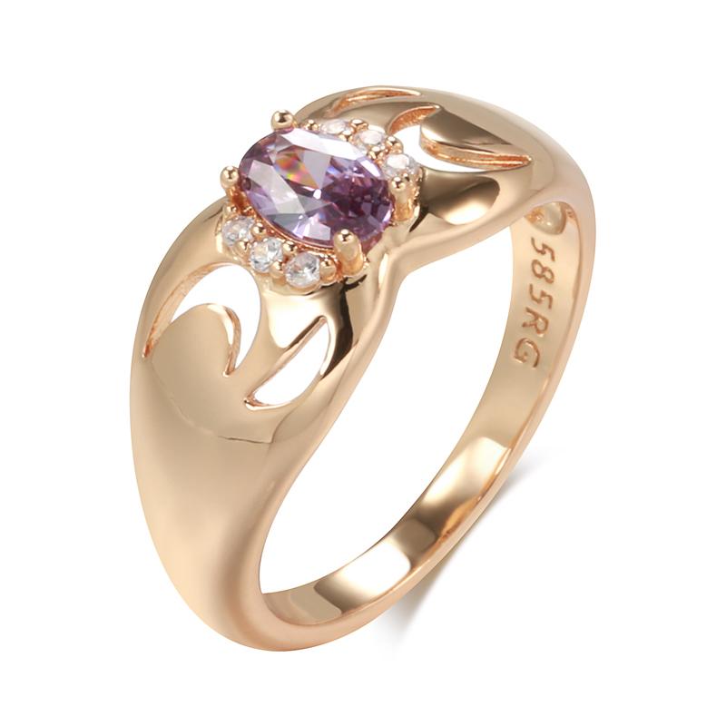 

New Fashion Rings For Women Rose Gold With Micro Wax Inlay Oval Purple Natural Zircon Bridal Ring Wedding Jewelry 10