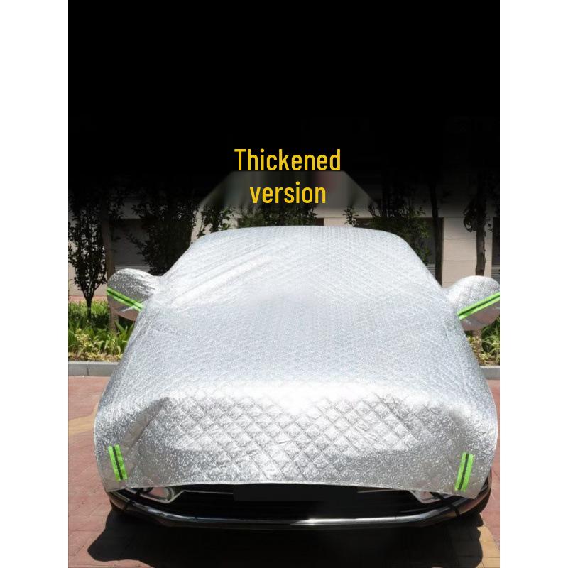 Universal Thickened Oxford Cloth Car Cover for Sun and Hail Protection Silver, 5-layer oxford cloth