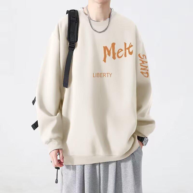 Harajuku Style Round Neck Heavyweight Casual Hoodie – Trendy Autumn/Winter Pullover Extra Large