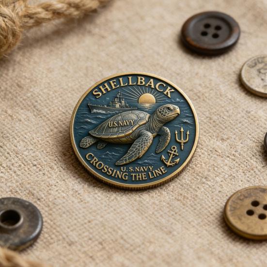 U.S. Navy Shellback Crossing The Line Challenge Coin Navy Souvenir Military Commemorative Coin for Veterans Sailors