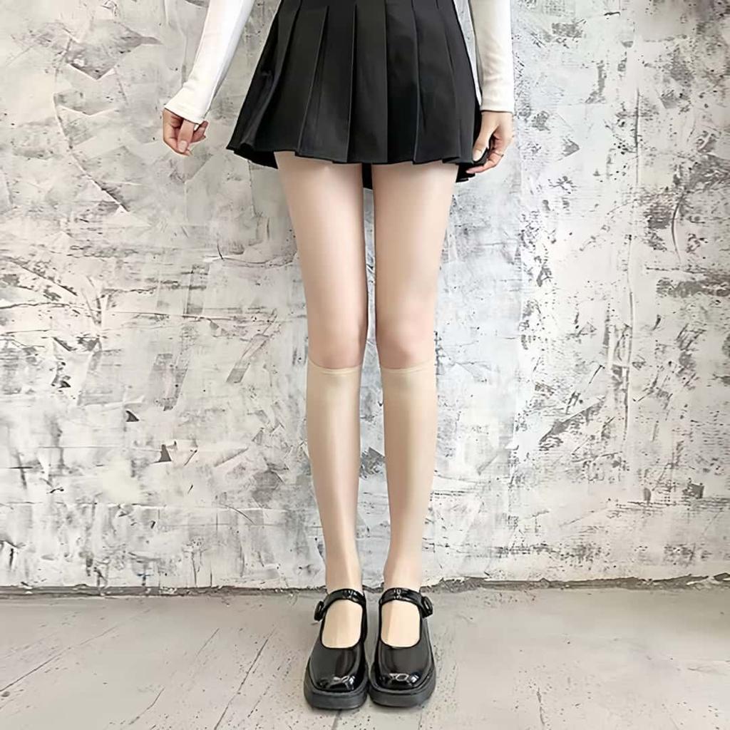 S Women'S Mid-Calf Glass Silk Stockings Transparent Sexy Sheer Summer Fashion