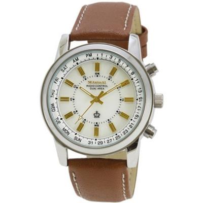 J-AXIS Men's MR83-W (Analog Radio Sun Flame) Round Watch Brown Analog