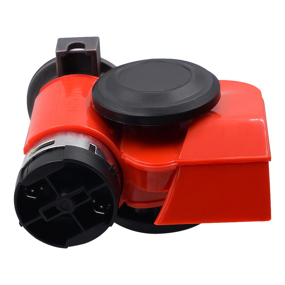 12V 115dB Car Air Horn Red Compact Dual Tone Electric Pump Loud Siren Vehicle for Car Motorcycle Truck Bicycle