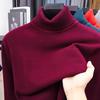 Suéter Masculino de Cashmere Liso com Gola Alta - Camada Base Malha Fashion com Manga Longa
