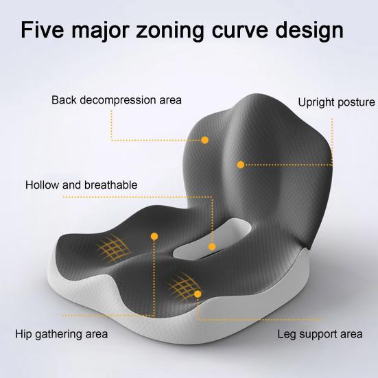 Sittepute med Ergonomisk Design Ryggstøtte Sklisikker Memoryskum Lett Bærbar Smertelindrende Sittepute