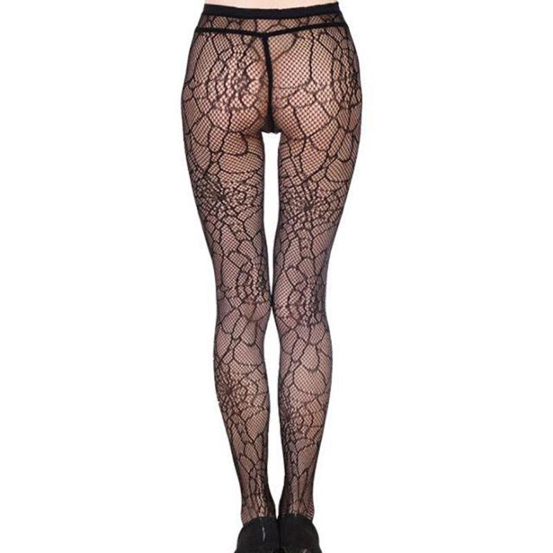 Sexy Spider Web Fishnet Pantyhose For Women Dark Hollow Out Net Stockings Sheer Mesh Tights Fashion Hollow Lace Design