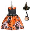Halloween Children's Costume, Girls Cosplay Cosplay Witch Pumpkin Show Dress Girl Princess Dress