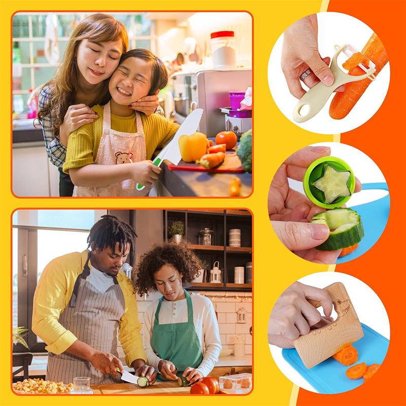 Children's Kitchen Toy Set: Fruit Knives, Molds, Wheat Straw Cutting Board, Baby Food Tools