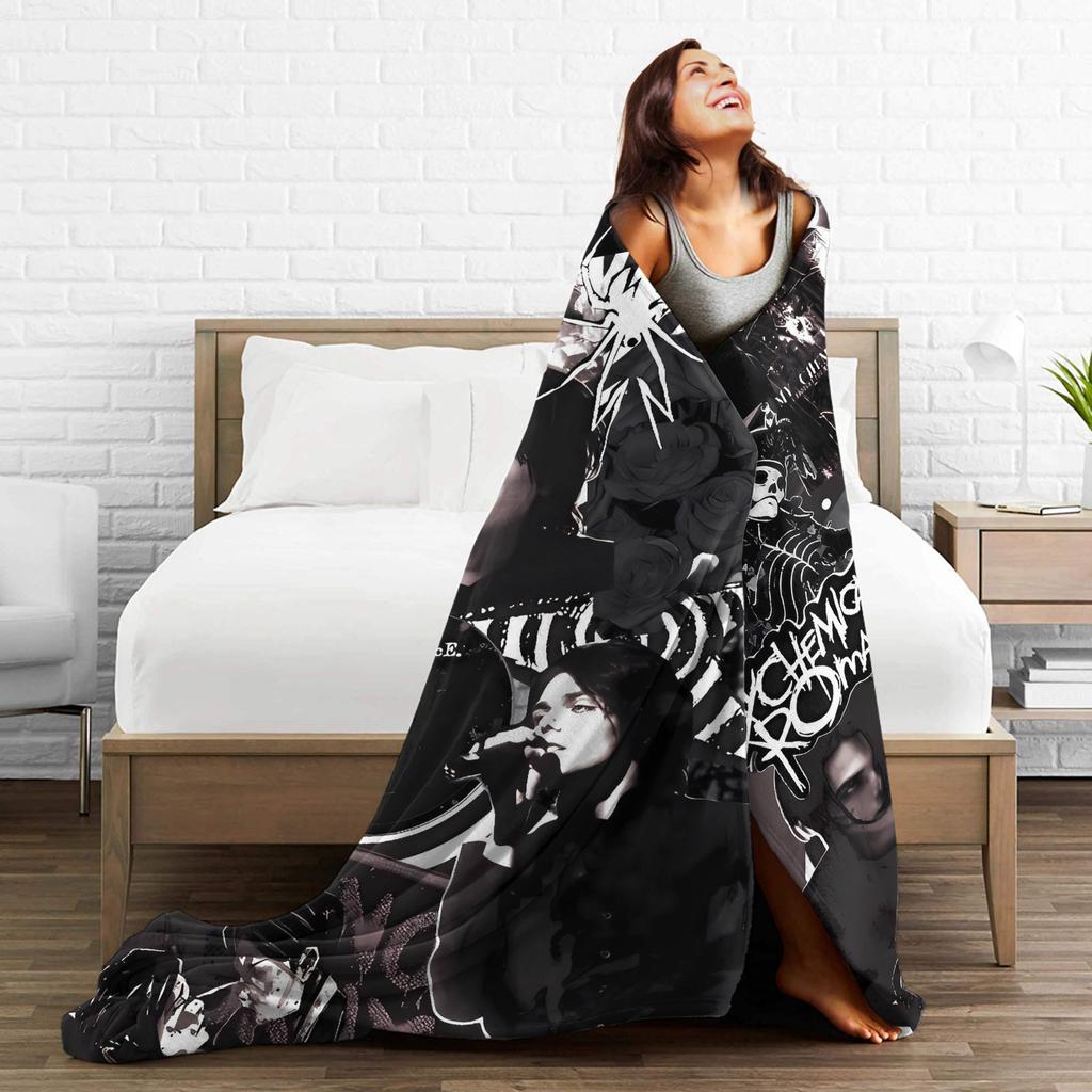My Chemical Romance Flannel Blanket Warm Soft Throw Blanket for Home Decor Camping Graphic Bedspread Sofa Bed Cover